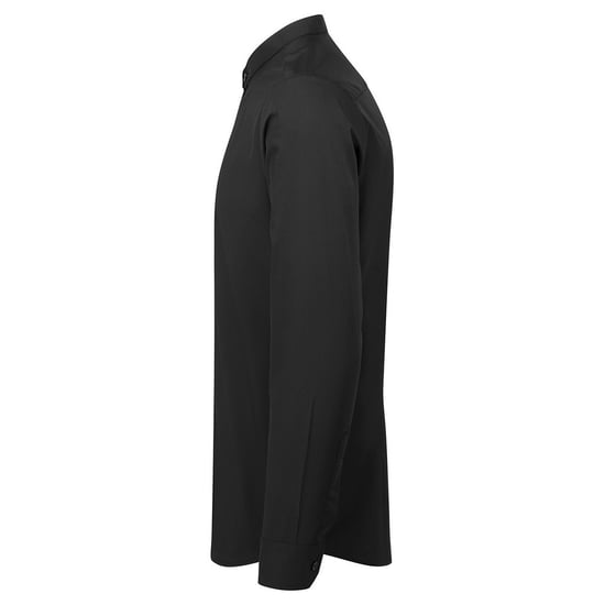 Premier Mens Banded Collar Langärmliges Formales Hemd (Schwarz) - Image 3