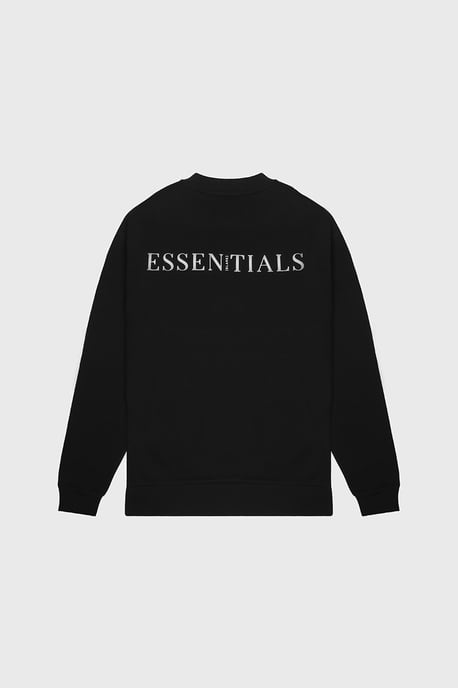 Black Cotton Blend Crew Neck Long Sleeve Sweatshirt