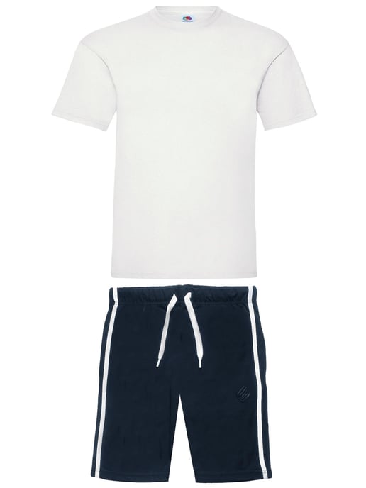 Enzo | Herren T-Shirt & Shorts Loungewear Set - Weiß/Navy - Image 1