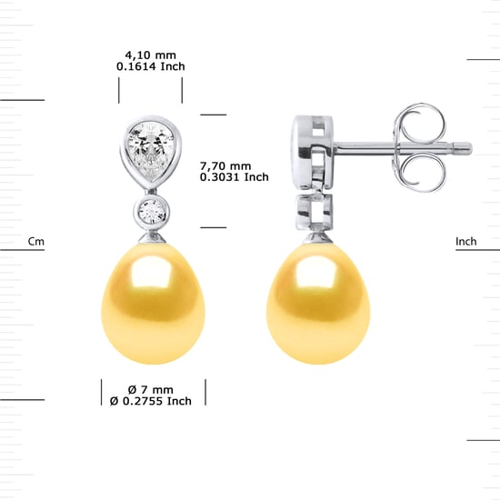 Drop Earrings Jewelry Sweet Water Beads 7-8mm Golden Pears 925