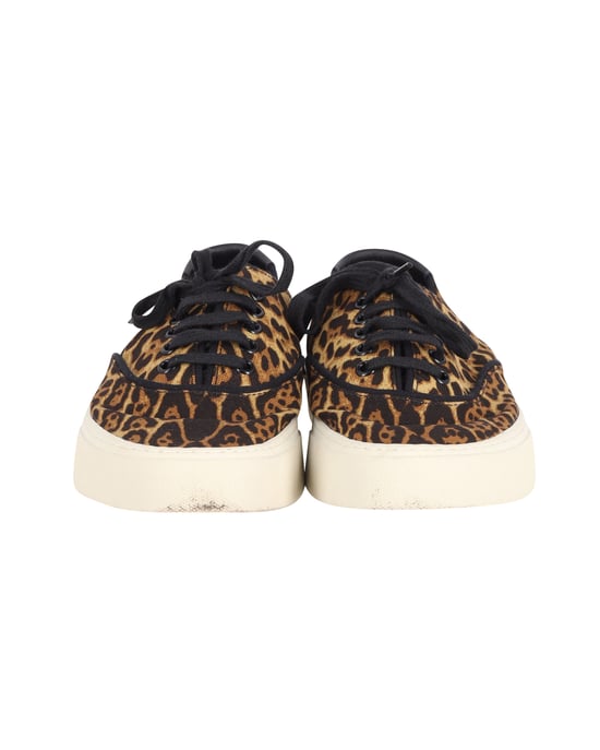 Saint Laurent Venedig Leder-besetzte Sneaker aus Tierdruck-Canvas - Image 2