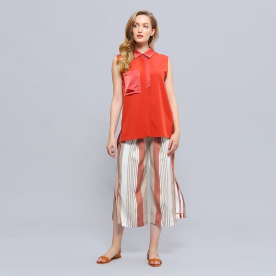 Caprihose mit Streifendruck und Falten - Image 5