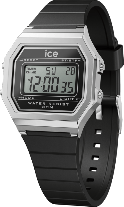 Ice Watch Ice Digit Retro - Black Silver Schwarz Damen Armbanduhr 022063 - S - Image 1