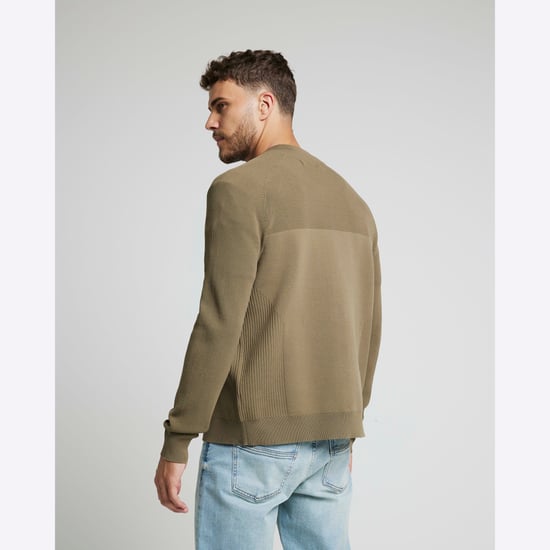 River Island Mens Jumper Green Slim Fit Knit Zip Up