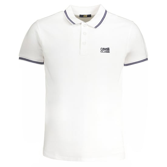 Cavalli Class Poloshirt mit Tipped-Kragen Blau Logo Weiß - Image 1