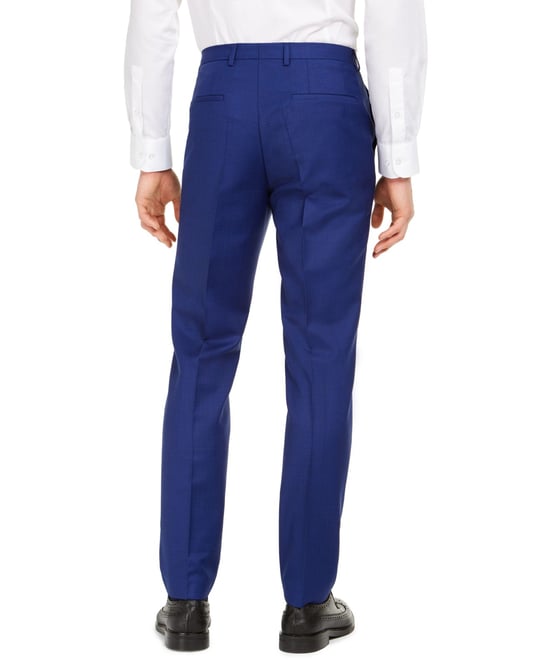 Hugo Boss Mens Pants Blue Dress Extra Slim Fit Printed