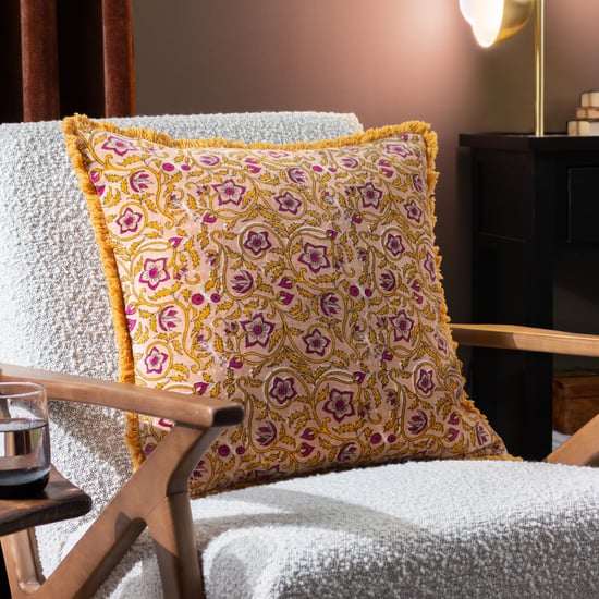 Paoletti Filagree Floral Cotton Velvet Polyester Filled Cushion
