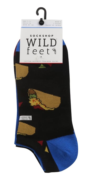 Wild Feet - 3 Pack Herren Neuheit gemusterten Baumwolle Trainer Socken - Image 2