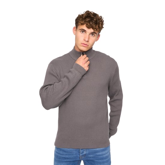 Crosshatch - "Havaline" Pullover mit kurzem Reißverschluss für Herren (Anthrazit) - Image 1