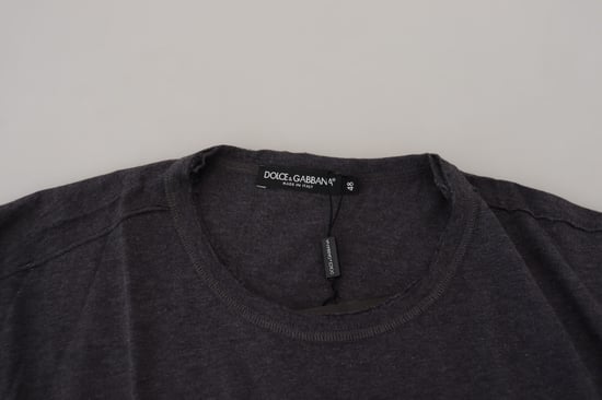 Dolce & Gabbana Graue Rundhals-Baumwolle Kurzarm Herren T-Shirt - Image 4