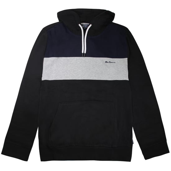 Ben Sherman Panelled Mens Black Hoodie