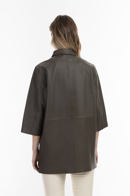 Dreimaster Lederhemd Damen Taupe - Image 4