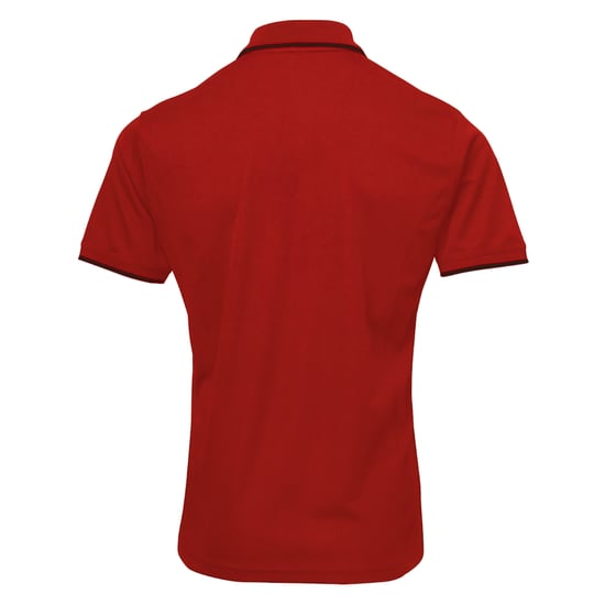 Premier Mens Contrast Coolchecker Poloshirt (Rot/Schwarz) - Image 2