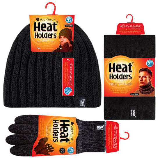 Herren Mütze, Halswärmer & Handschuhe Set | Wärmehalter | Winter gestricktes warmes Accessoires Set - Schwarz - Image 2