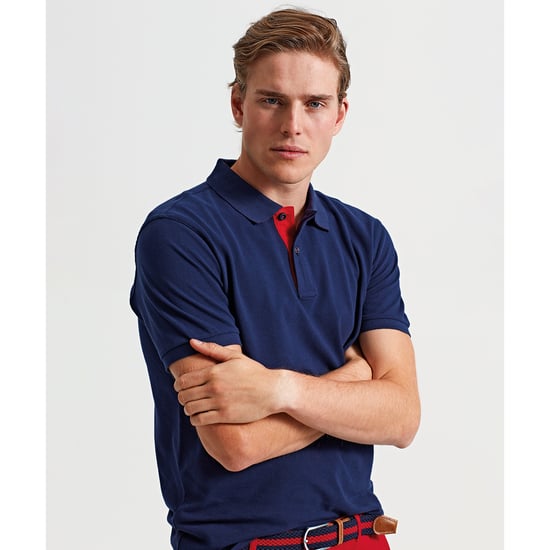 Asquith & Fox Herren Classic Fit Kontrast-Poloshirt (Navy/ Rot) - Image 5