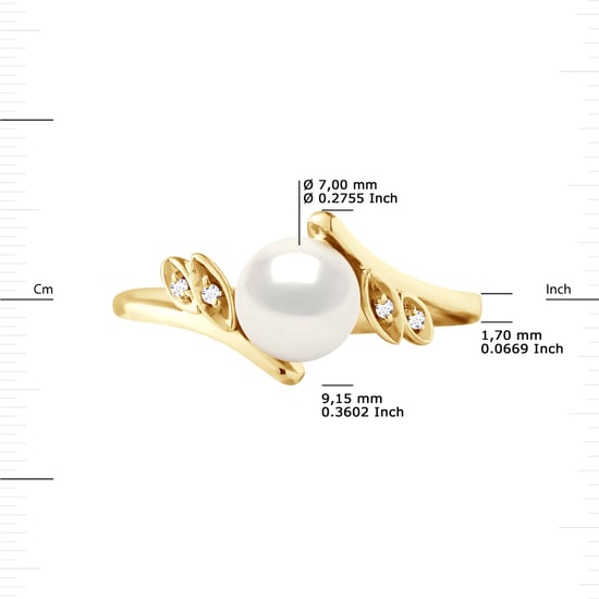 DIADEMA - Ring - Yellow Gold - Real Freshwater Pearls - White