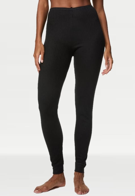 M & S Womens 2 Pack Thermal Pointelle Leggings In schwarz - Image 2