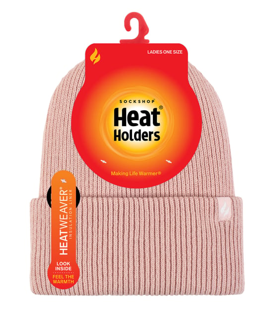 Damen Fleece gefütterte gerippte Überwurfmütze | Wärmehalter | Thermomütze für den Winter - Dusky Pink - Image 2