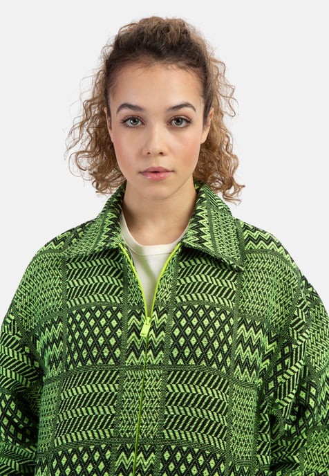 Mymo Oversize-Blouson Damen Neon Grün Schwarz - Image 4