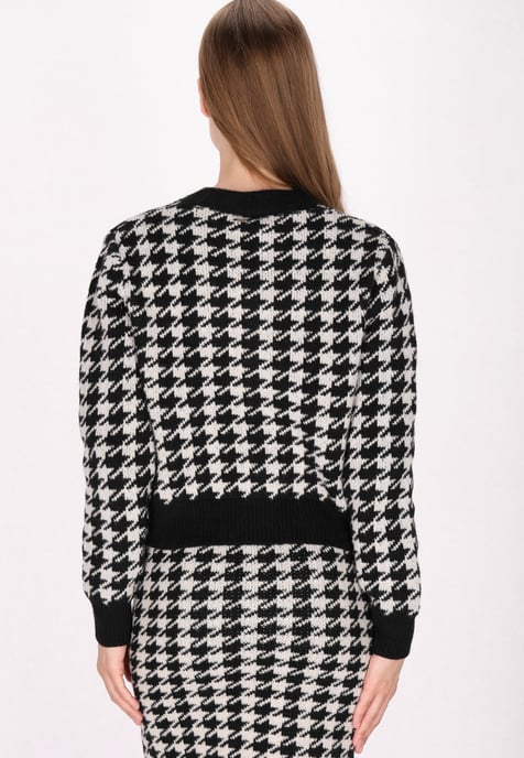 Dreimaster Cardigan Damen Schwarz Wollweiss - Image 4
