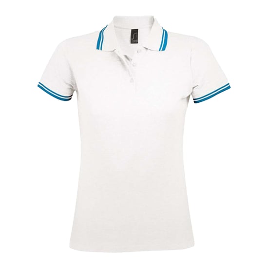 SOLS - "Pasadena" Poloshirt für Damen (Weiß/Aquablau) - Image 1