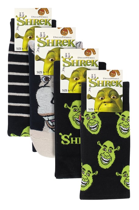 4er-Pack Herren Socken Shrek | Atmungsaktive lustige Neuheit Socken Esel, Dreamworks Socken | Shrek Geschenke - Shrek / Esel - Image 2