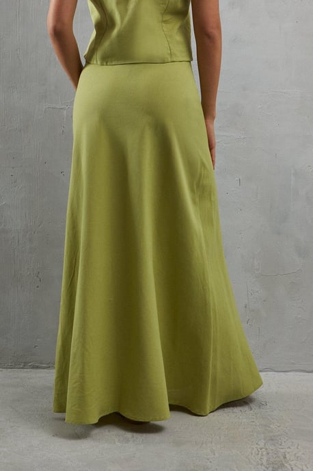 Linen Tie Side Maxi Skirt