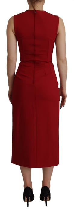 Dolce & Gabbana Rotes Sweetheart-Ausschnitt Bodycon Midi Damenkleid - Image 2