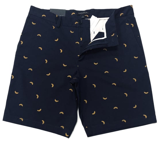 Banana Republic Men's Slim Stretch Cotton Aiden Shorts in Navy Banana Print