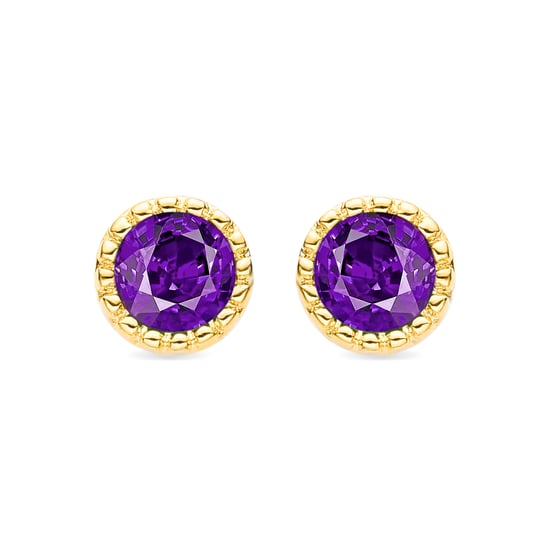 Luxenter Hamu Luxenter earrings in Amethyst zirconia,finished in 18 carat yellow gold