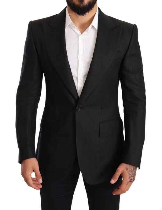 Leinen Slim-Fit Manteljacke Blazer - Image 1