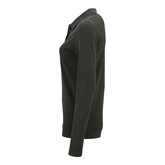 SOLS Womens/Ladies Perfect Long Sleeve Pique Polo Shirt (Charcoal Marl) - Image 3