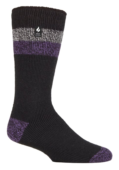 Wärmehalter - Extra dicke Herren-Thermosocken für den Winter | Warme flauschige Fleece-Isoliersocken | Geschenke für Männer - Schwarz / Lila (Lindos) - Image 1
