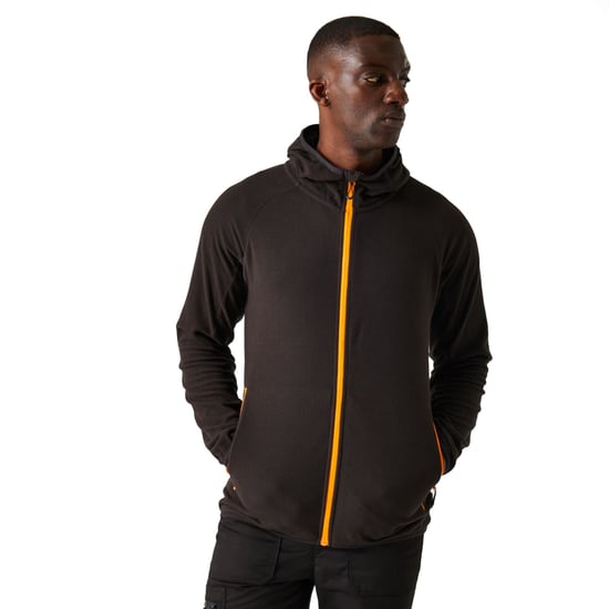 Regatta Mens Navigate Full Zip Fleece Jacket (Black/Orange Pop)