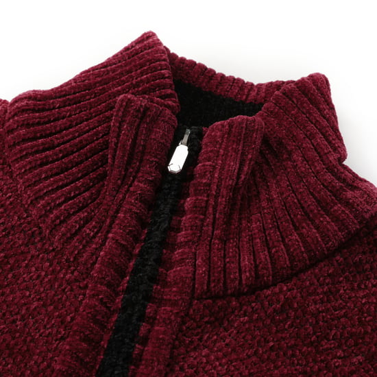 Herren-Cardigan mit Rei?verschluss, Stehkragen und gefuttertem Grobstrickpullover Rot - Image 5