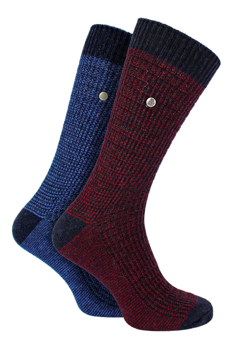 Herren Baumwolle Kleid Socken | Jeep | Midweight Knit Geist Socken, lässig gerippte Muster jeden Tag Socken - Navy / lila - Image 1