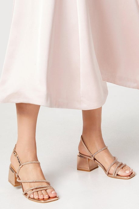 Tipsy Diamante Medium Block Heeled Sandals