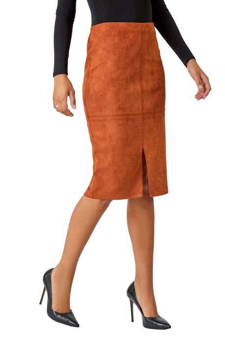 Suedette Pencil Stretch Skirt - Image 1