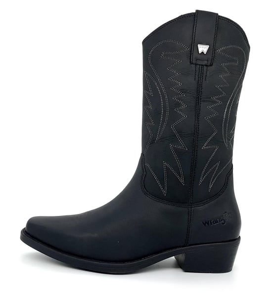 Wrangler Tex Hi Mens Leather Black Mens Biker Chelsea Cowboy Western Boots