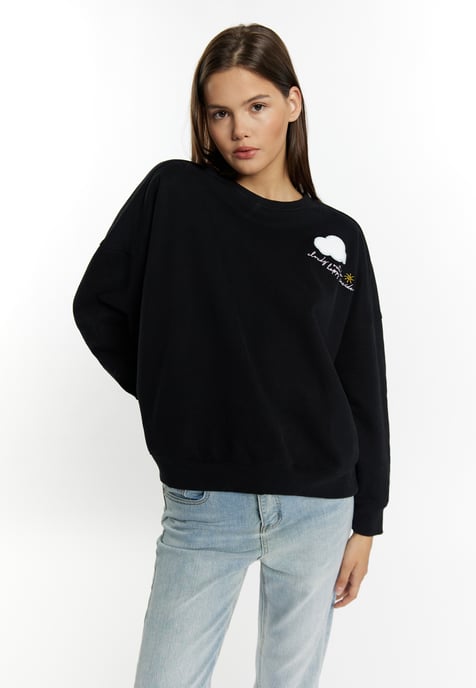 Mymo Sweatshirt mit Rundhalsausschnitt Damen schwarz - Image 3