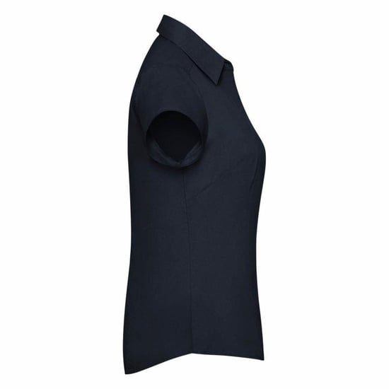 Russell Collection Easy Care Fitted Poplin Bluse, kurzarm (Dunkelblau) - Image 3