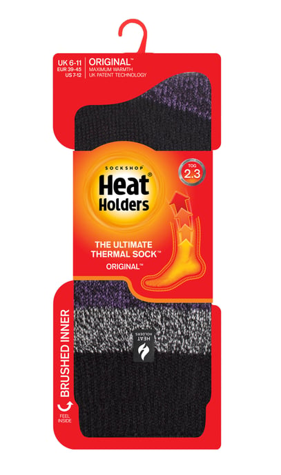 Wärmehalter - Extra dicke Herren-Thermosocken für den Winter | Warme flauschige Fleece-Isoliersocken | Geschenke für Männer - Schwarz / Lila (Lindos) - Image 2