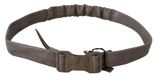 Costume National Women's Gray Leather Silver Buckle Waist Belt