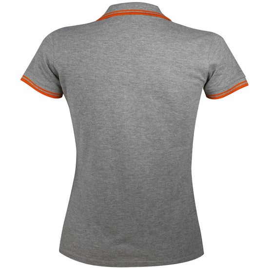 SOLS Womens/Ladies Pasadena Tipped Short Sleeve Pique Polo Shirt (Grau meliert/Orange) - Image 2
