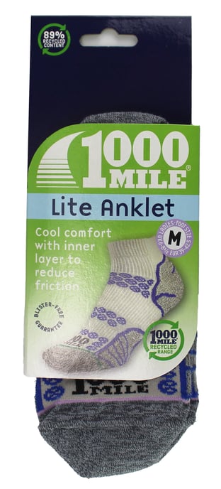 1000 Mile - Damen Lite Knöchelsocken Doppel-Lagen Laufsocken - Silber / Lila - Image 2
