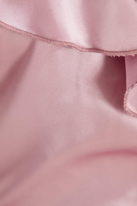 Pink Satin Wrap Frill Midi Dress