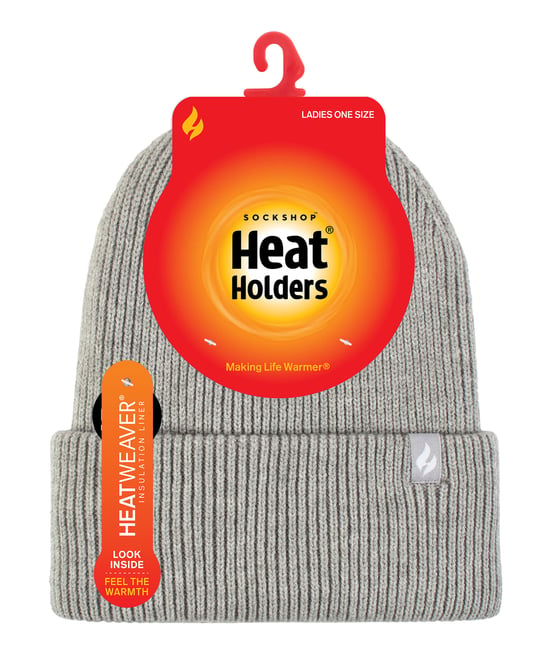 Damen Fleece gefütterte gerippte Überwurfmütze | Wärmehalter | Thermomütze für den Winter - Hellgrau - Image 2