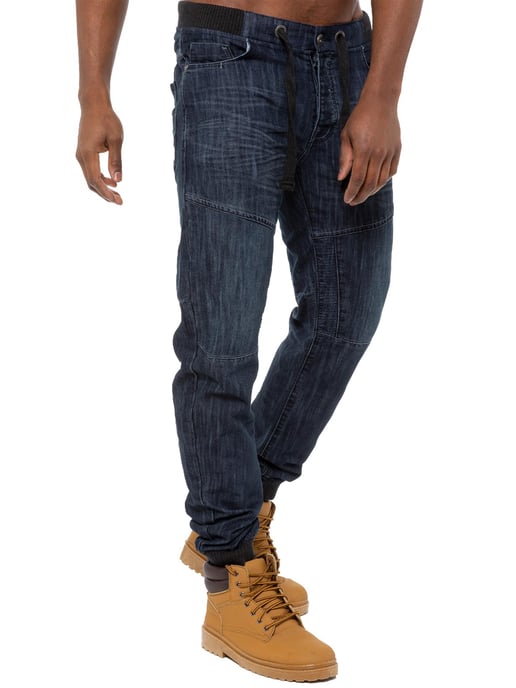 Enzo| Herren-Jogger-Jeans aus Denim mit Bündchen - Dunkelblau - Image 3
