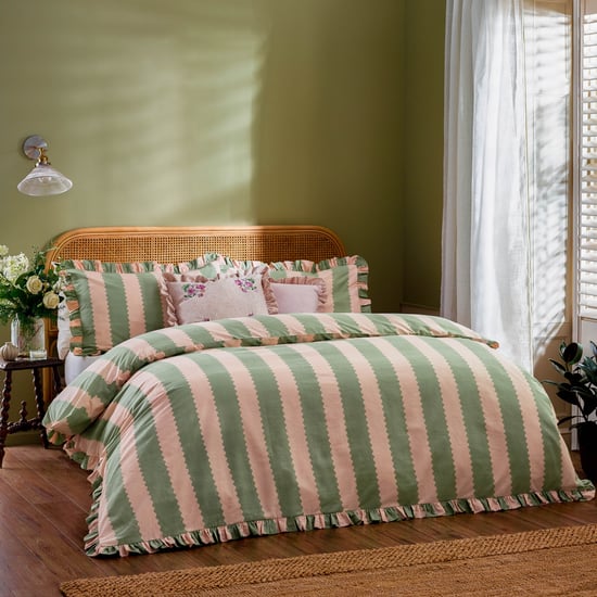 Wylder Birdie Stripe Ruffle Duvet Cover Set