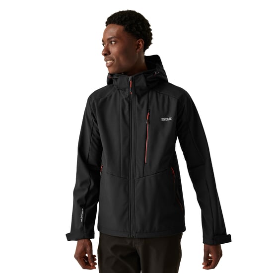 Regatta Mens Hewitts X Colour Block Soft Shell Jacket (Black/Red Ochre)